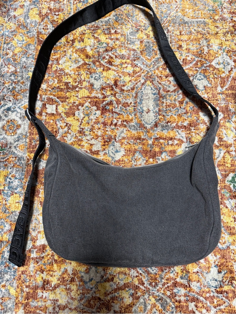 BAGGU Black Washed Denim medium crescent